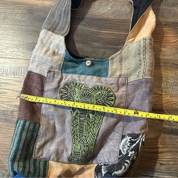 Patchwork Hippie Boho Bohemian Elephant Embroidered Crossbody Bag - Picture 6 of 6